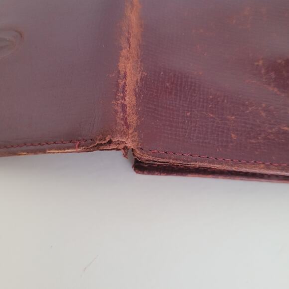 Cartier Vintage Mini Coin Holder Wallet Bordeaux Leather Small Red Burgundy - Picture 7 of 9